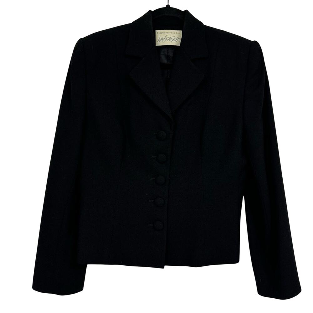 Lord & Taylor Black Structured Blazer Jacket Womens 8 Wool Classic Luxury Career